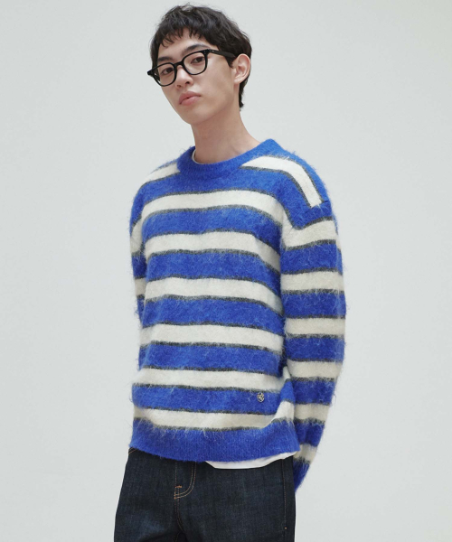 PLAC(プラック)の「ベーシックストライプニットブルー(ニット/セーター・メンズ・その他・LARGE/X-SMALL/MEDIUM)」の3枚目の写真