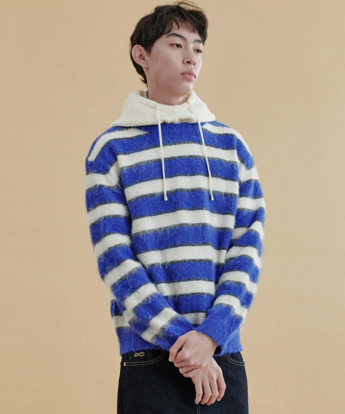 PLAC(プラック)の「ベーシックストライプニットブルー(ニット/セーター・メンズ・その他・LARGE/X-SMALL/MEDIUM)」の4枚目の写真