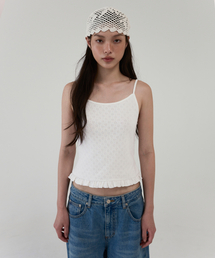 AOPT（アオプト）の「HEART PUNCH RUFFLE CAMI TOP - WHITE（Tシャツ/カットソー）」