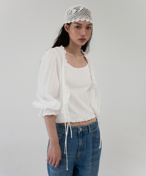 AOPT(アオプト)の「HEART PUNCH RUFFLE CAMI TOP - WHITE(Tシャツ/カットソー・レディース・その他・SMALL/MEDIUM)」の2枚目の写真