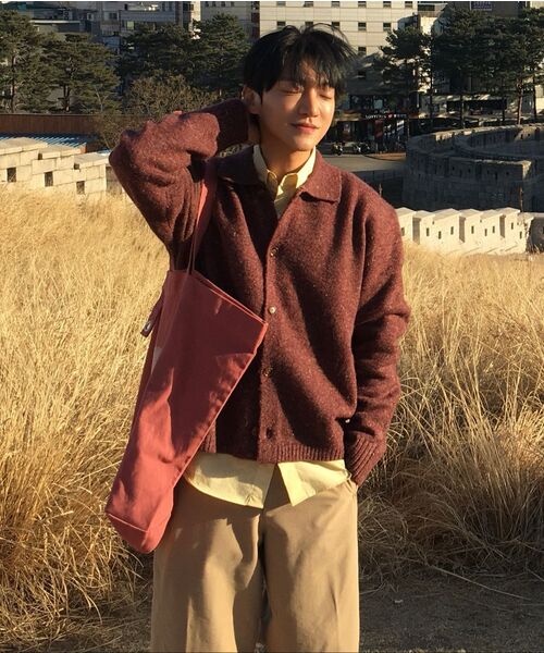 NOUN(ノウン)の「nep yarn collar cardigan (wine)(カーディガン/ボレロ・メンズ・その他・1/2)」の2枚目の写真