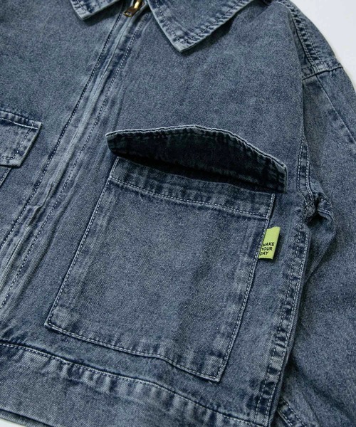 MAKE YOUR DAY（メイクユアデイ）の「ジップアップデニムブルゾン■150.160cm（デニムジャケット・キッズ・サックスブルー/ネイビー・150/160）」の7枚目の写真