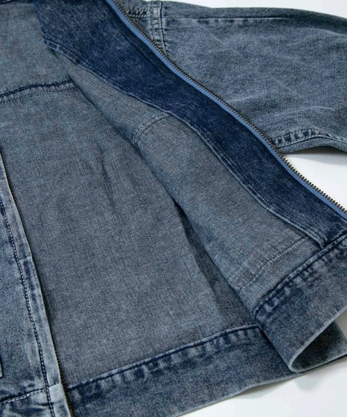 MAKE YOUR DAY（メイクユアデイ）の「ジップアップデニムブルゾン■150.160cm（デニムジャケット・キッズ・サックスブルー/ネイビー・150/160）」の8枚目の写真