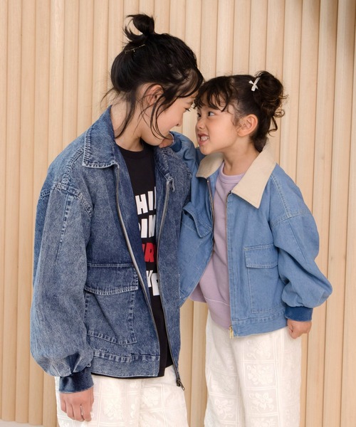 MAKE YOUR DAY（メイクユアデイ）の「ジップアップデニムブルゾン■150.160cm（デニムジャケット・キッズ・サックスブルー/ネイビー・150/160）」の11枚目の写真