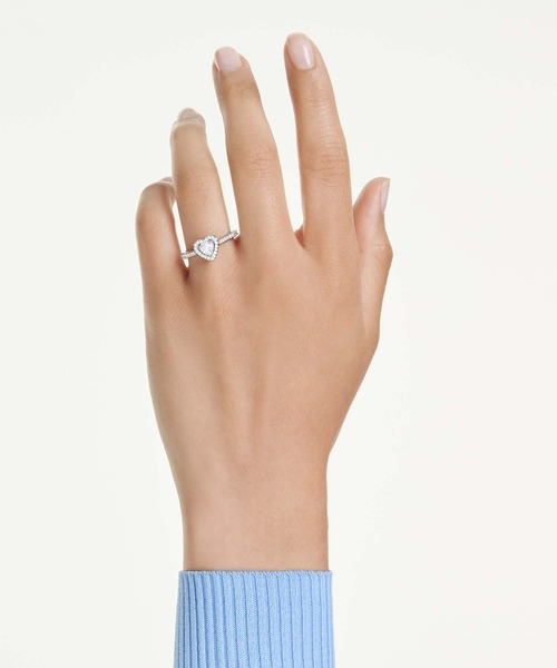 SWAROVSKI（スワロフスキー）の「【公式】【スワロフスキー】Una Angelic モチーフのあるリング, ミックスカット, ハート, ホワイト, ロジウム・プレーティング（リング・レディース・ホワイト・55）」の2枚目の写真