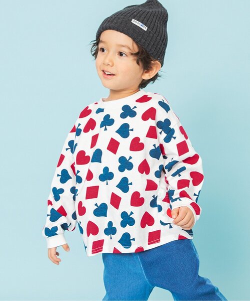 BREEZE(ブリーズ)の「【26春】DAISUKI総柄ロンT(Tシャツ/カットソー・キッズ・グレー/オフホワイト/レインボー/ライム/オレンジ/ベージュ・100/90/140/120/110/130/80)」の2枚目の写真