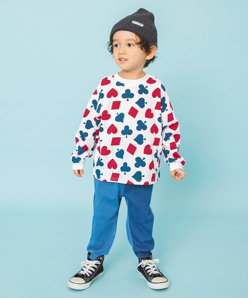 BREEZE(ブリーズ)の「【26春】DAISUKI総柄ロンT(Tシャツ/カットソー・キッズ・グレー/オフホワイト/レインボー/ライム/オレンジ/ベージュ・100/90/140/120/110/130/80)」の9枚目の写真