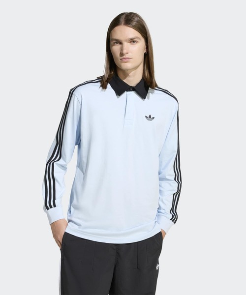 adidas（アディダス）の「スリーストライプス ラグビー 長袖ポロ / アディダスオリジナルス adidas Originals（ポロシャツ・メンズ・ホワイト/ブラック/ブルー・X-LARGE/MEDIUM/LARGE/XX-LARGE/X-SMALL/SMALL/3XL）」の3枚目の写真