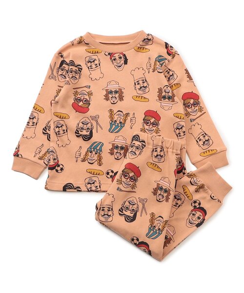 Ampersand(アンパサンド)の「いい顔柄パジャマ(ルームウェア/パジャマ・キッズ・オレンジ/ミント・140/130/120/110/100/90/80)」の2枚目の写真