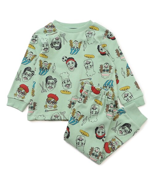 Ampersand(アンパサンド)の「いい顔柄パジャマ(ルームウェア/パジャマ・キッズ・オレンジ/ミント・140/130/120/110/100/90/80)」の1枚目の写真