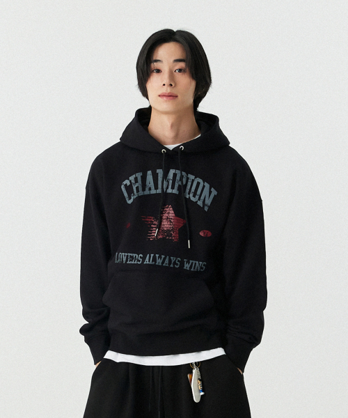 [Champion] M~4XL Championラバースフードパーカー_чёрный — худи‑парка Champion, размеры M–4XL, черный