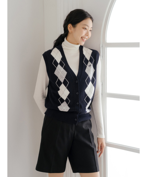 NITINA（ニティナ）の「カシミヤブレンドアーガイルベスト D/NY（ニット/セーター・レディース・ダークネイビー・SMALL/MEDIUM）」の4枚目の写真