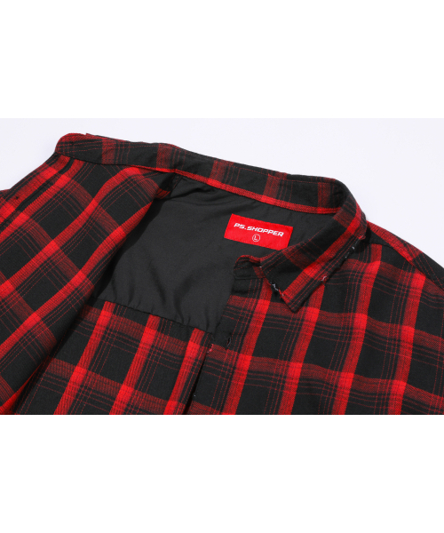 PSSHOPPER（ピーエスショッパ）の「オーバーフィットダメージウォッシングチェックシャツ[赤]（シャツ/ブラウス・メンズ・その他・LARGE/X-LARGE）」の7枚目の写真