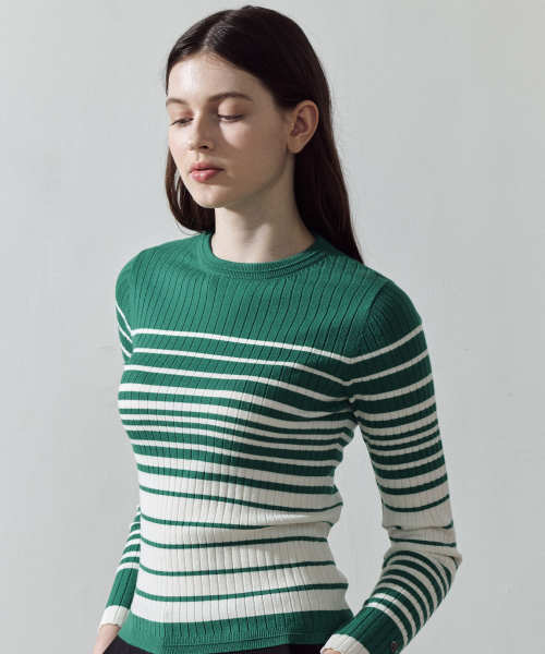 LORDLOAR（ロードロアル）の「スリムストライプリブニット GREEN（ニット/セーター・レディース・その他・LARGE/MEDIUM/SMALL）」の2枚目の写真
