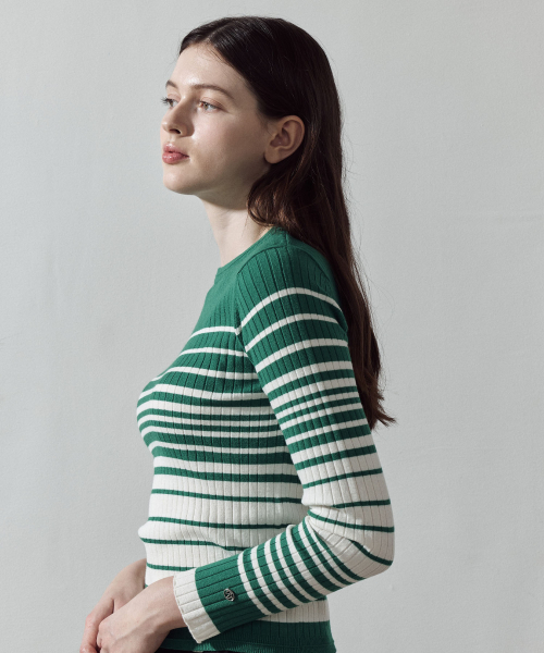 LORDLOAR（ロードロアル）の「スリムストライプリブニット GREEN（ニット/セーター・レディース・その他・LARGE/MEDIUM/SMALL）」の3枚目の写真