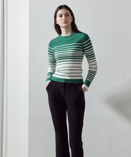 LORDLOAR（ロードロアル）の「スリムストライプリブニット GREEN（ニット/セーター・レディース・その他・LARGE/MEDIUM/SMALL）」の4枚目の写真