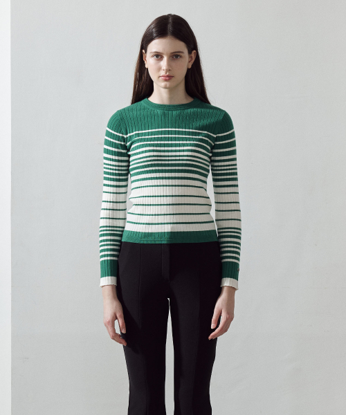 LORDLOAR（ロードロアル）の「スリムストライプリブニット GREEN（ニット/セーター・レディース・その他・LARGE/MEDIUM/SMALL）」の5枚目の写真