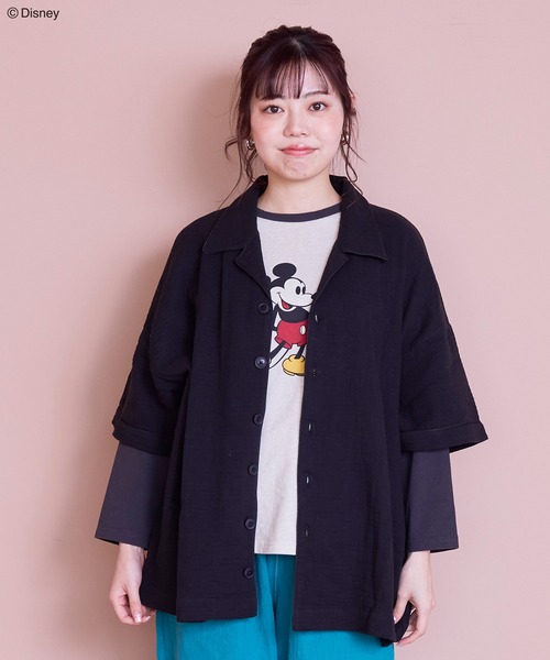 Disney】ミッキーマウス/ラグランロンT/おとな（Tシャツ/カットソー