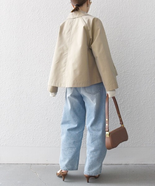 SHIPS any シャンブレー Aライン フレア ショート コート SHIPS any:〈手洗い可能〉シャンブレー Aライン フレア ショート