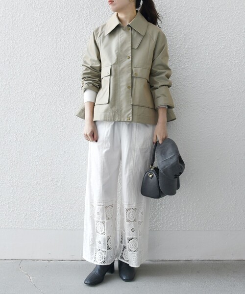 【新品】SHIPS any シャンブレー Aライン フレア ショート コート SHIPS any:〈手洗い可能〉シャンブレー Aライン フレア ショート