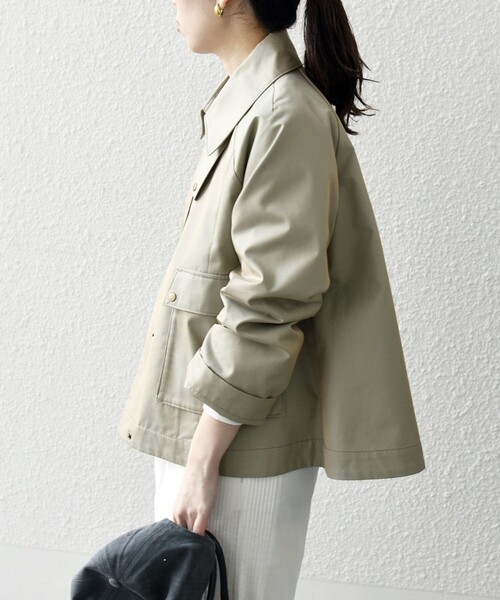 SHIPS any シャンブレー Aライン フレア ショート コート セール】SHIPS any:〈手洗い可能〉シャンブレー Aライン フレア