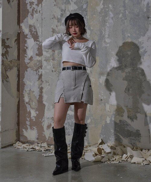 Mavie..7（メヴィセットゥ）の「【Mavie..7】カップ付インナーロンT（Tシャツ/カットソー・レディース・ブラック/オフホワイト・FREE）」の14枚目の写真