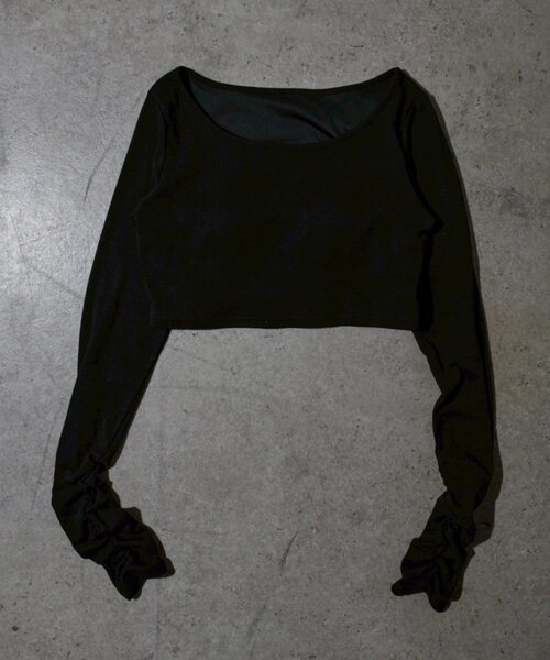 Mavie..7（メヴィセットゥ）の「【Mavie..7】カップ付インナーロンT（Tシャツ/カットソー・レディース・ブラック/オフホワイト・FREE）」の4枚目の写真