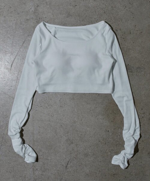 Mavie..7（メヴィセットゥ）の「【Mavie..7】カップ付インナーロンT（Tシャツ/カットソー・レディース・ブラック/オフホワイト・FREE）」の5枚目の写真