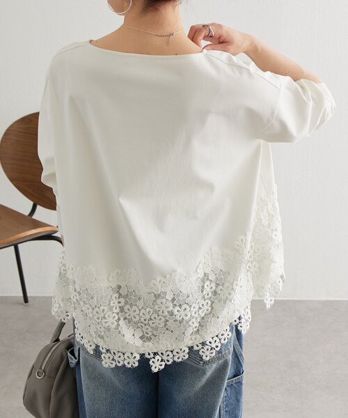 BEARDSLEY（ビアズリー）の「裾レースカットソー（Tシャツ/カットソー・レディース・アイボリー/ブラック・FREE）」の5枚目の写真
