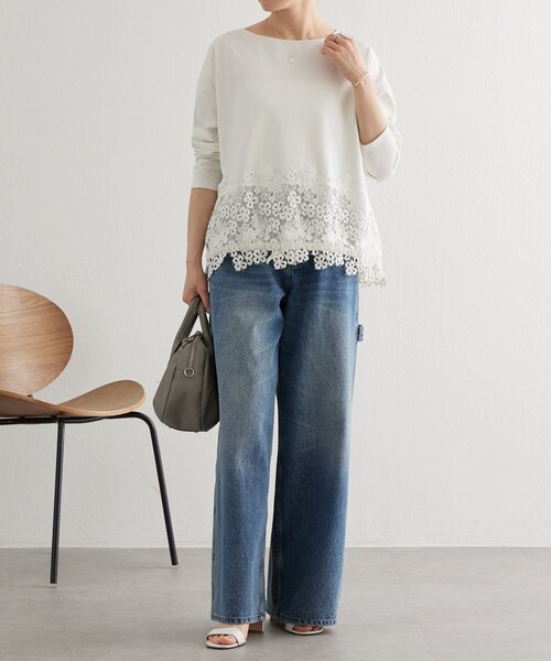 BEARDSLEY（ビアズリー）の「裾レースカットソー（Tシャツ/カットソー・レディース・アイボリー/ブラック・FREE）」の7枚目の写真