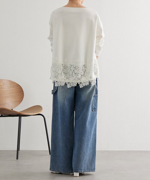 BEARDSLEY（ビアズリー）の「裾レースカットソー（Tシャツ/カットソー・レディース・アイボリー/ブラック・FREE）」の4枚目の写真