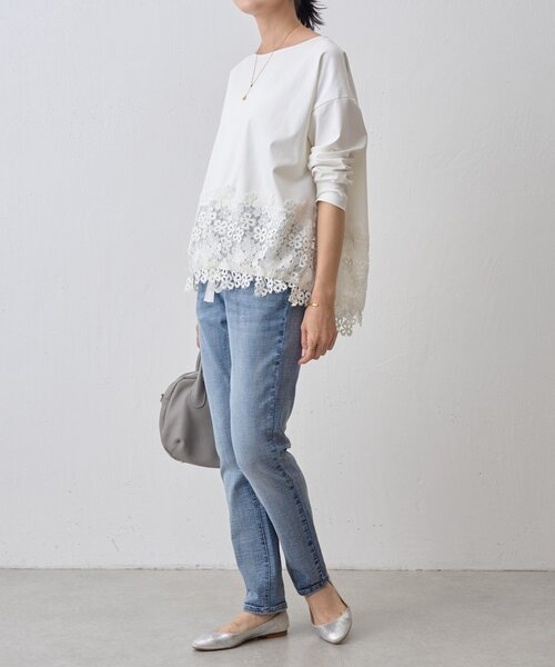 BEARDSLEY（ビアズリー）の「裾レースカットソー（Tシャツ/カットソー・レディース・アイボリー/ブラック・FREE）」の6枚目の写真