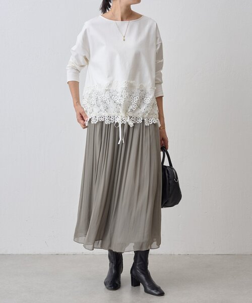 BEARDSLEY（ビアズリー）の「裾レースカットソー（Tシャツ/カットソー・レディース・アイボリー/ブラック・FREE）」の7枚目の写真