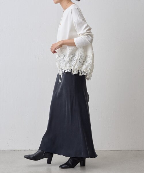 BEARDSLEY（ビアズリー）の「裾レースカットソー（Tシャツ/カットソー・レディース・アイボリー/ブラック・FREE）」の9枚目の写真