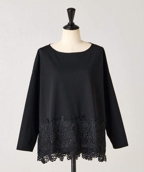 BEARDSLEY（ビアズリー）の「裾レースカットソー（Tシャツ/カットソー・レディース・アイボリー/ブラック・FREE）」の19枚目の写真