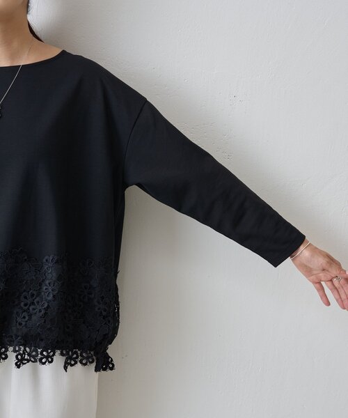 BEARDSLEY（ビアズリー）の「裾レースカットソー（Tシャツ/カットソー・レディース・アイボリー/ブラック・FREE）」の21枚目の写真