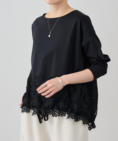BEARDSLEY（ビアズリー）の「裾レースカットソー（Tシャツ/カットソー・レディース・アイボリー/ブラック・FREE）」の17枚目の写真