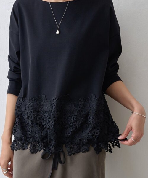 BEARDSLEY（ビアズリー）の「裾レースカットソー（Tシャツ/カットソー・レディース・アイボリー/ブラック・FREE）」の21枚目の写真