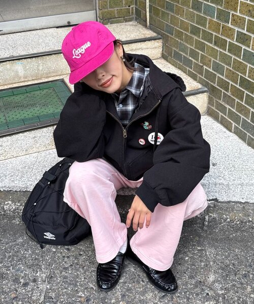 CIAOPANIC TYPY（チャオパニックティピー）の「【UNISEX】ピグメント裏毛スウェットカーブパンツ（その他パンツ・レディース・チャコールグレー/ピンク/ベージュ・MEDIUM/LARGE）」の14枚目の写真