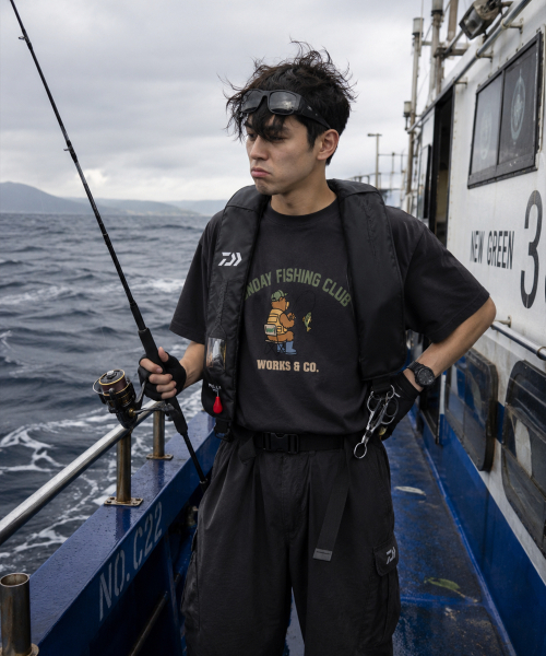 WORKS & CO.(ワークス アンド コー)の「フィシングクラブアンドベアーズ 半袖Tシャツ (チャコール)(Tシャツ/カットソー・レディース・その他・2XL/L/M/XL)」の1枚目の写真