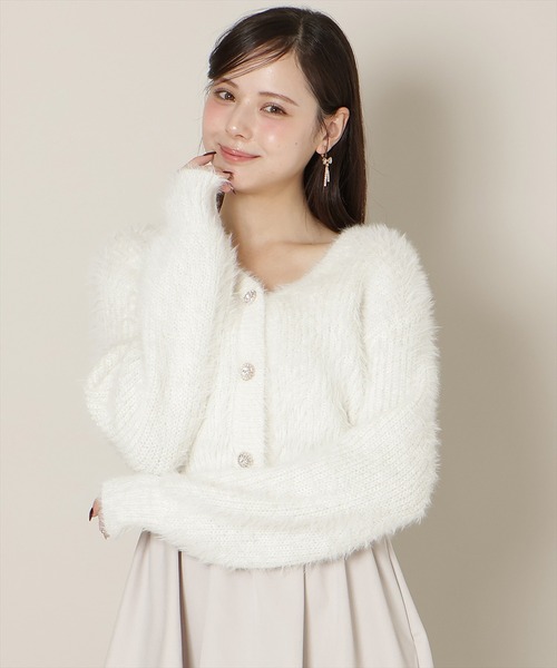 WILLSELECTION（ウィルセレクション）の「Vネックラメフェザーカーディガン（カーディガン/ボレロ・レディース・オフホワイト/モカ/ベージュ/ピンク・FREE）」の12枚目の写真