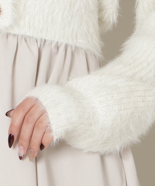 WILLSELECTION（ウィルセレクション）の「Vネックラメフェザーカーディガン（カーディガン/ボレロ・レディース・オフホワイト/モカ/ベージュ/ピンク・FREE）」の16枚目の写真