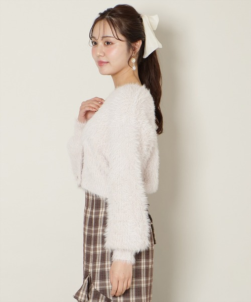 WILLSELECTION（ウィルセレクション）の「Vネックラメフェザーカーディガン（カーディガン/ボレロ・レディース・オフホワイト/モカ/ベージュ/ピンク・FREE）」の6枚目の写真