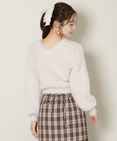 WILLSELECTION（ウィルセレクション）の「Vネックラメフェザーカーディガン（カーディガン/ボレロ・レディース・オフホワイト/モカ/ベージュ/ピンク・FREE）」の7枚目の写真