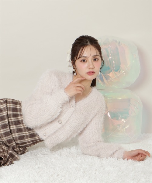 WILLSELECTION（ウィルセレクション）の「Vネックラメフェザーカーディガン（カーディガン/ボレロ・レディース・オフホワイト/モカ/ベージュ/ピンク・FREE）」の11枚目の写真