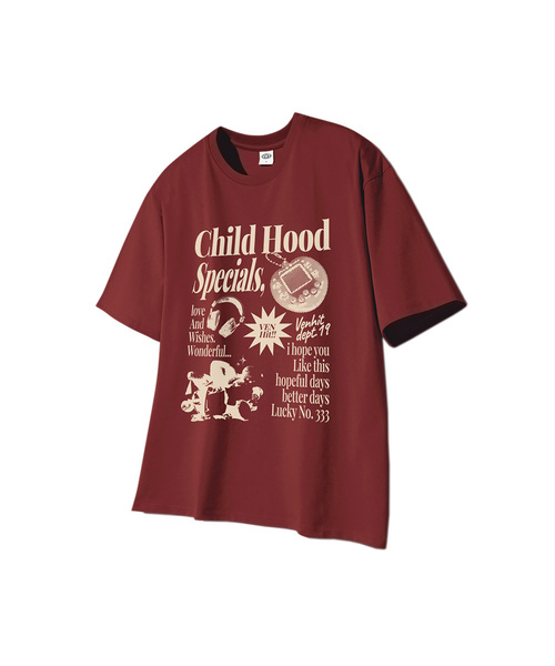 VENHIT（ベンヒット）の「CHILD HOOD クールコットン半袖Tシャツ（Tシャツ/カットソー・レディース・ホワイト/バーガンディー/クリーム/ブラック・LARGE/X-LARGE/SMALL/MEDIUM）」の4枚目の写真