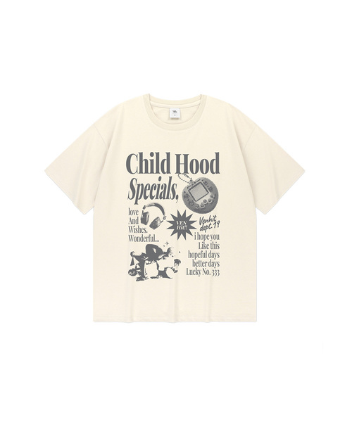 VENHIT（ベンヒット）の「CHILD HOOD クールコットン半袖Tシャツ（Tシャツ/カットソー・レディース・ホワイト/バーガンディー/クリーム/ブラック・LARGE/X-LARGE/SMALL/MEDIUM）」の3枚目の写真