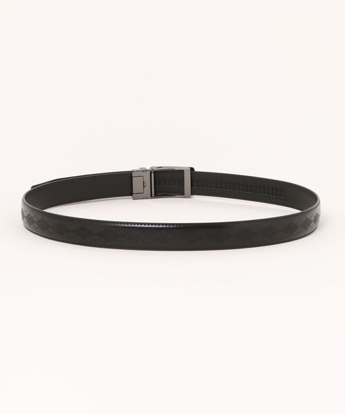 TAKA-Q（タカキュー）の「【アジャストフリー 表牛革】タカキュー アーガイル型押しベルト（ベルト・メンズ・ブラック・FREE）」の3枚目の写真