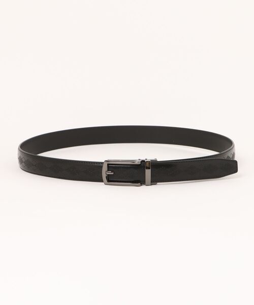 TAKA-Q（タカキュー）の「【アジャストフリー 表牛革】タカキュー アーガイル型押しベルト（ベルト・メンズ・ブラック・FREE）」の2枚目の写真