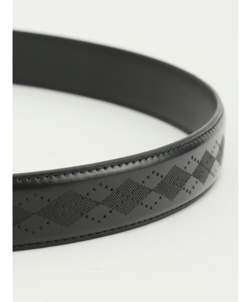 TAKA-Q（タカキュー）の「【アジャストフリー 表牛革】タカキュー アーガイル型押しベルト（ベルト・メンズ・ブラック・FREE）」の6枚目の写真